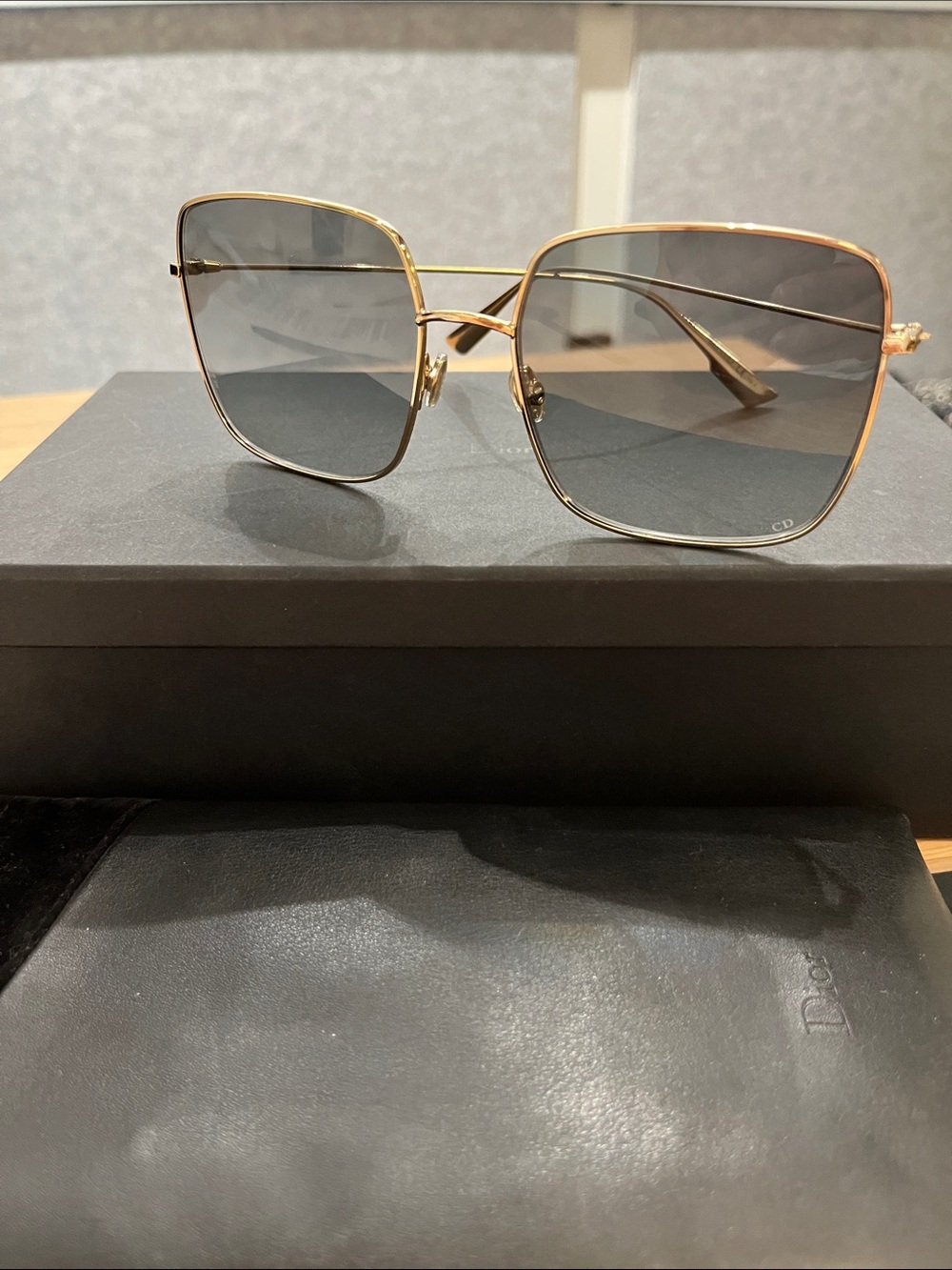 Dior Gold Frame Gray Lens Women's Sunglasses